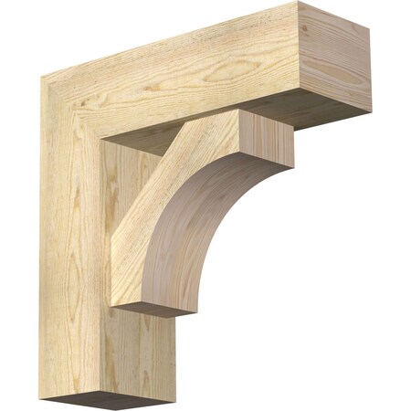 Ekena Millwork Westlake Block Rough Sawn Bracket w/ Offset Brace, Douglas Fir, 8"W x 24"D x 24"H BKT0806X24X24WTL05RDF